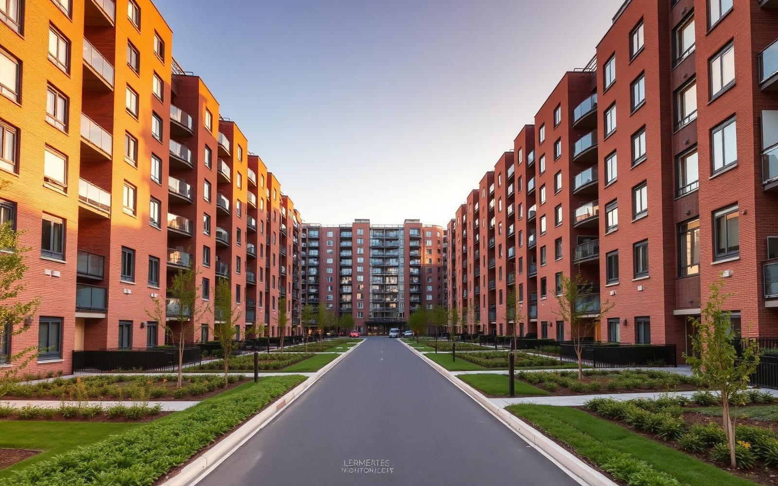 Urbanización residencial de gran tamaño en Madrid con zonas ajardinadas entre bloques